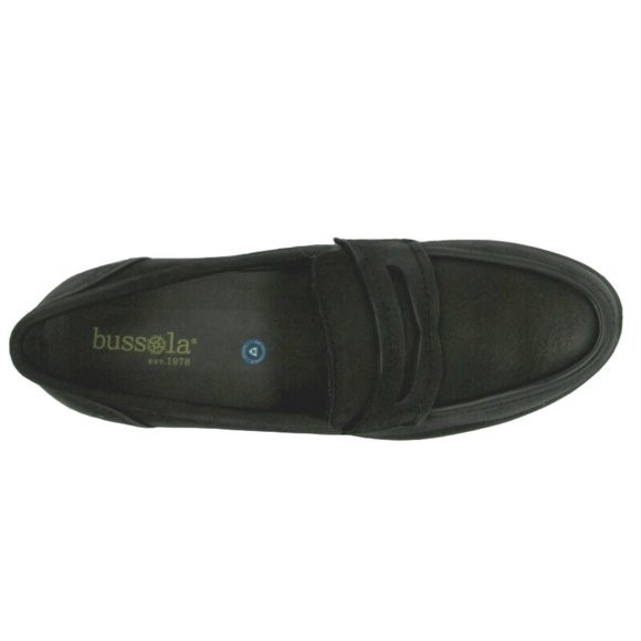 NEW Bussola Women Liverpool Nubuck Leather Penny Loafer Platform Dress Flat - Picture 4 of 5
